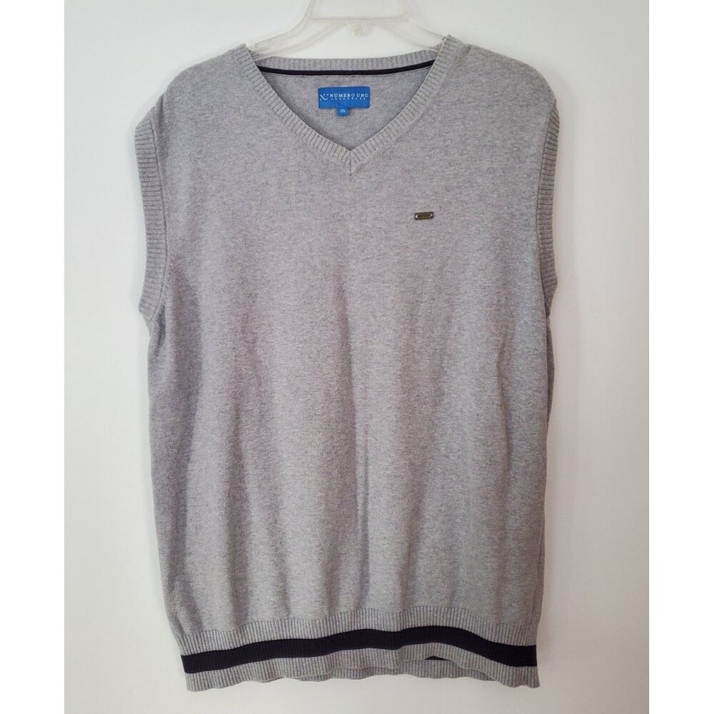 Numero‎ Uno Jeanswear Sweater Vest V-Neck Gray Sleeveless Mens XL Acrylic EUC
